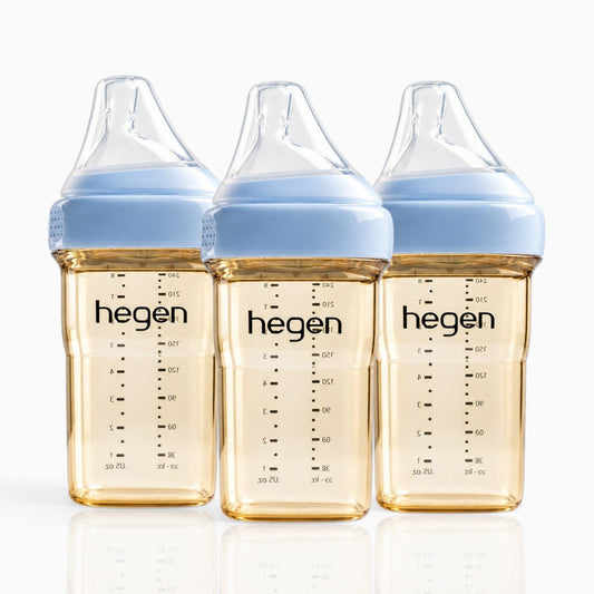 Hegen PPSU Anti-Colic Baby Bottle - 3 to 6 Months - 240ml/8oz - Blue - 3-Pack