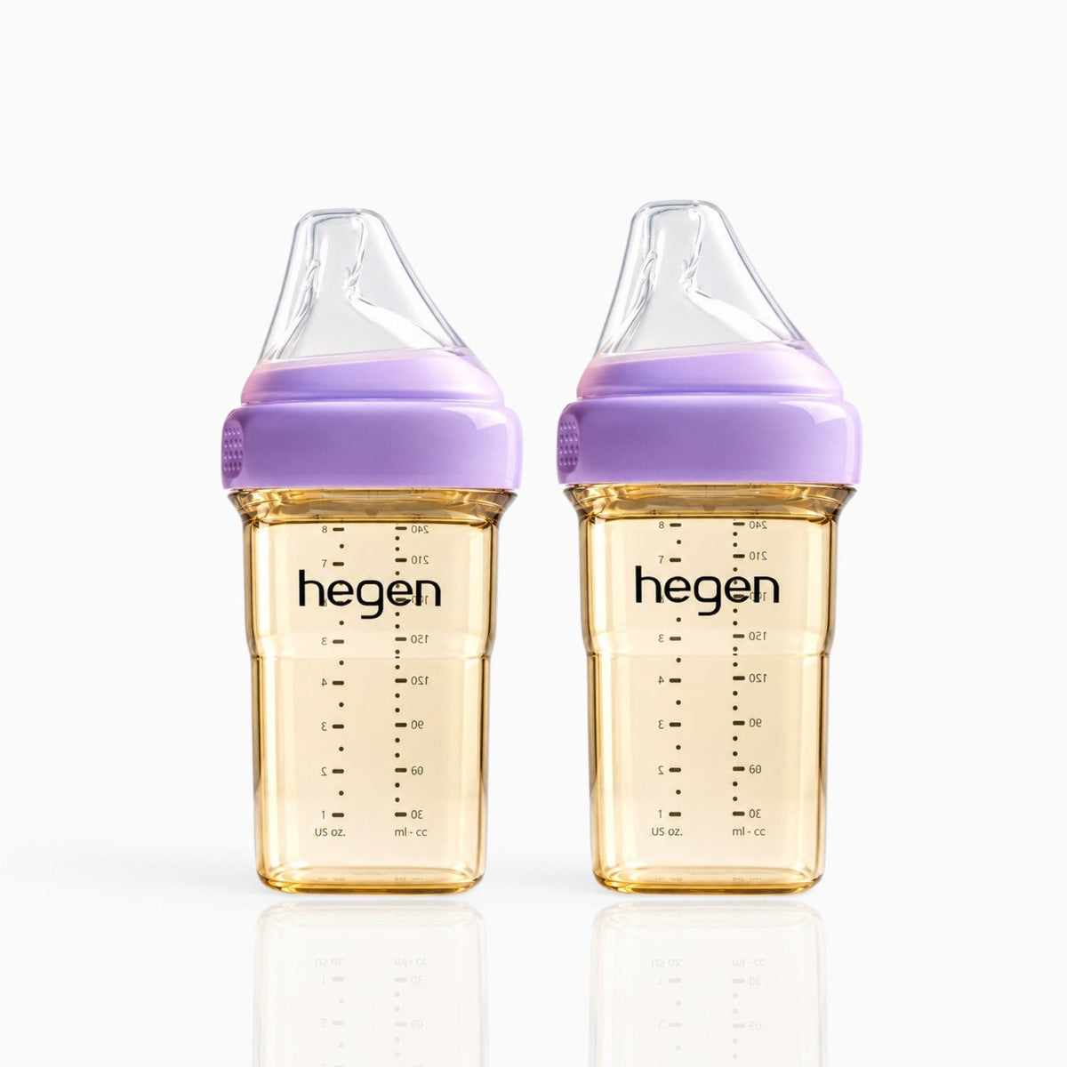 Hegen PPSU Anti-Colic Baby Bottle - 3 to 6 Months - 240ml/8oz - Purple - 2-Pack
