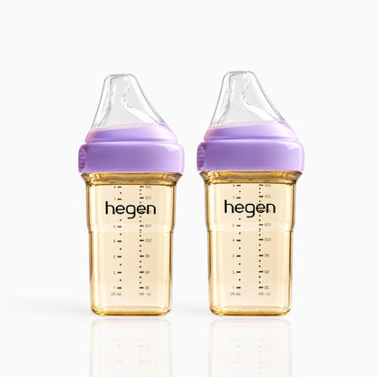 Hegen PPSU Anti-Colic Baby Bottle - 3 to 6 Months - 240ml/8oz - Purple - 2-Pack