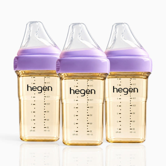 Hegen PPSU Anti-Colic Baby Bottle - 3 to 6 Months - 240ml/8oz - Purple - 3-Pack