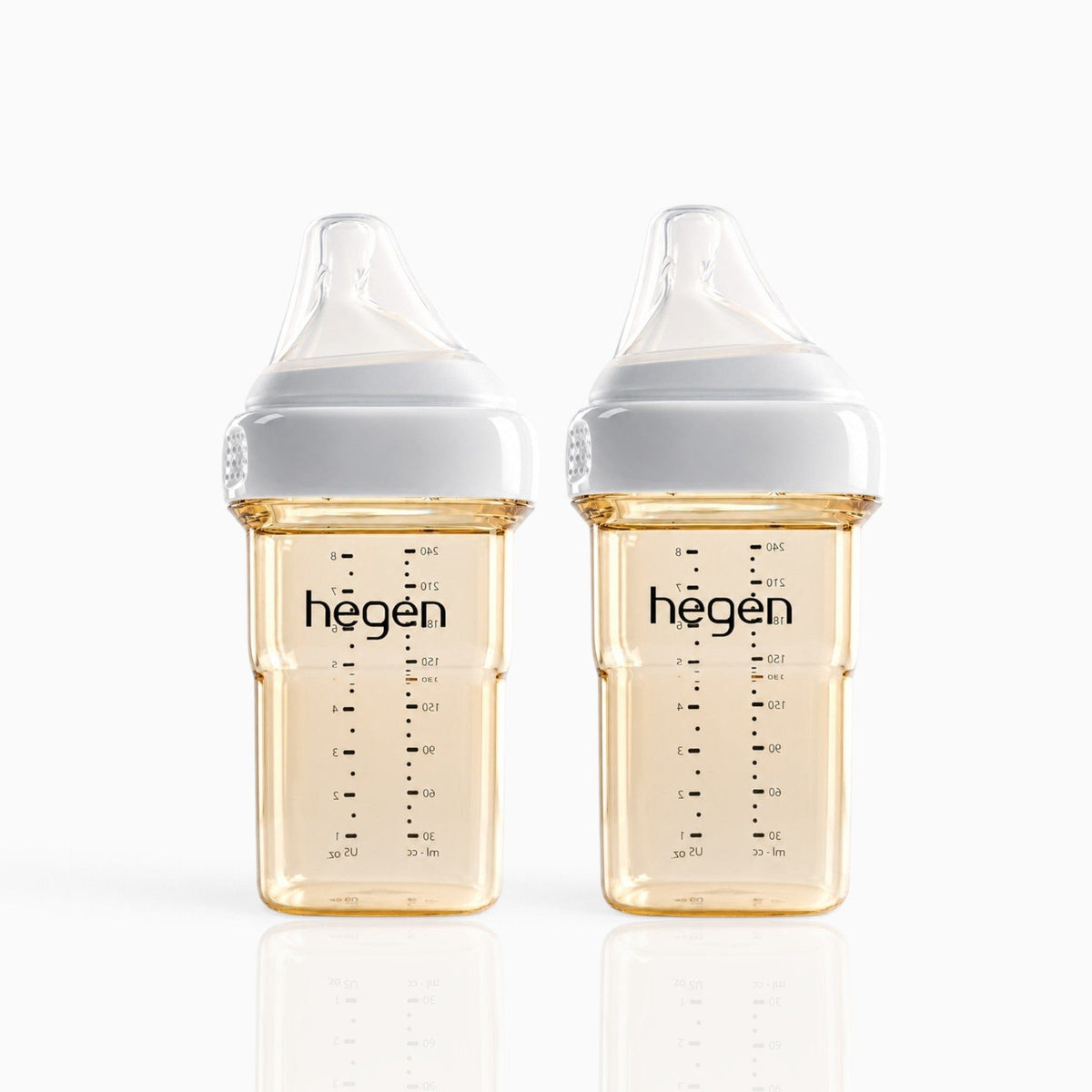 Hegen PPSU Anti-Colic Baby Bottle - 3 to 6 Months - 240ml/8oz - White - 2-Pack