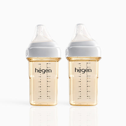Hegen PPSU Anti-Colic Baby Bottle - 3 to 6 Months - 240ml/8oz - White - 2-Pack