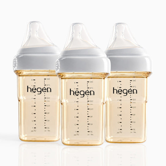Hegen PPSU Anti-Colic Baby Bottle - 3 to 6 Months - 240ml/8oz - White - 3-Pack