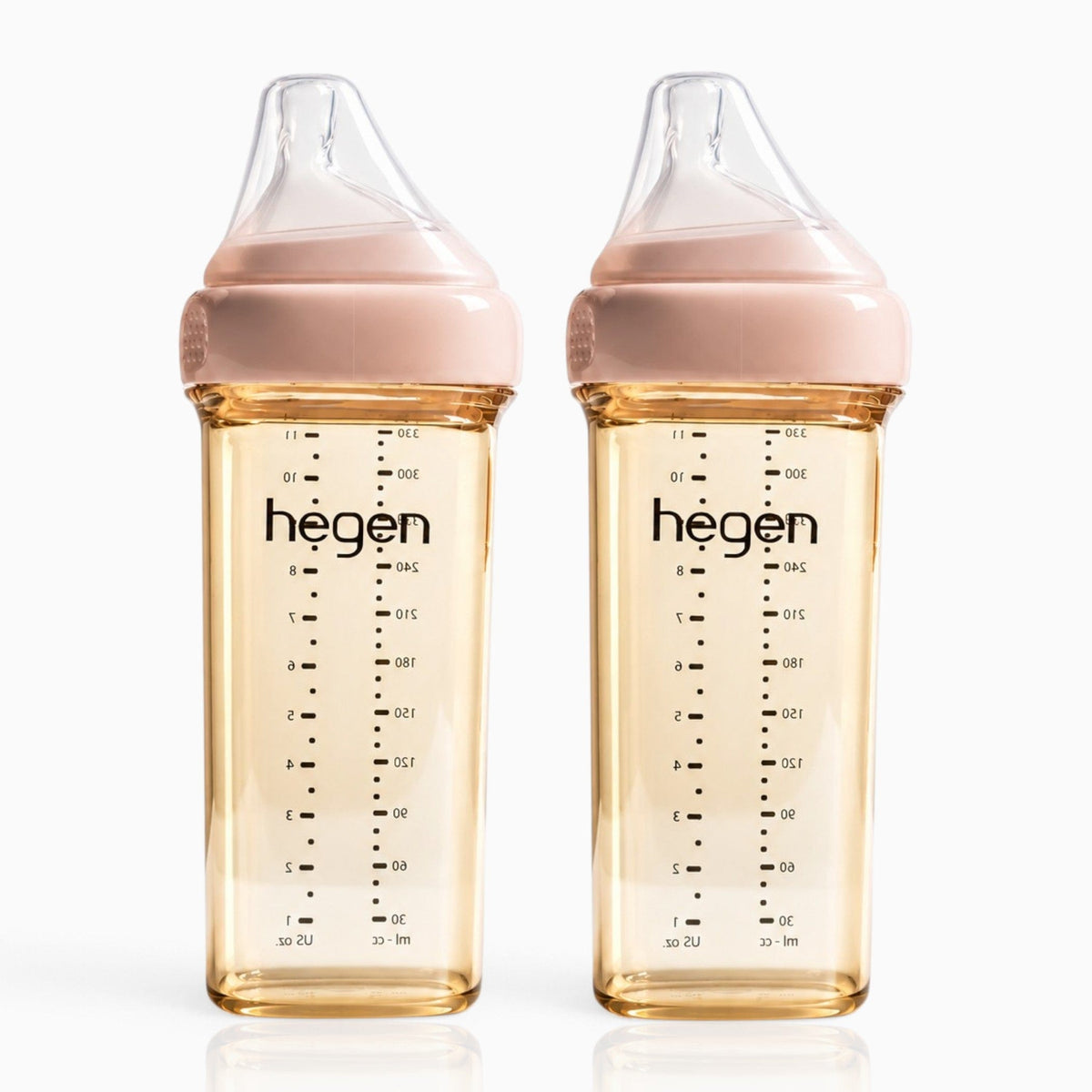 Hegen PPSU Anti-Colic Baby Bottle - 6 Months Plus - 330ml/11oz - Pink - 2-Pack