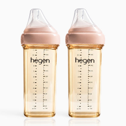 Hegen PPSU Anti-Colic Baby Bottle - 6 Months Plus - 330ml/11oz - Pink - 2-Pack