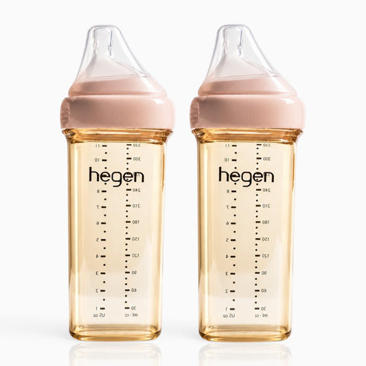 Hegen PPSU Anti-Colic Baby Bottle - 6 Months Plus - 330ml/11oz - Pink - 2-Pack