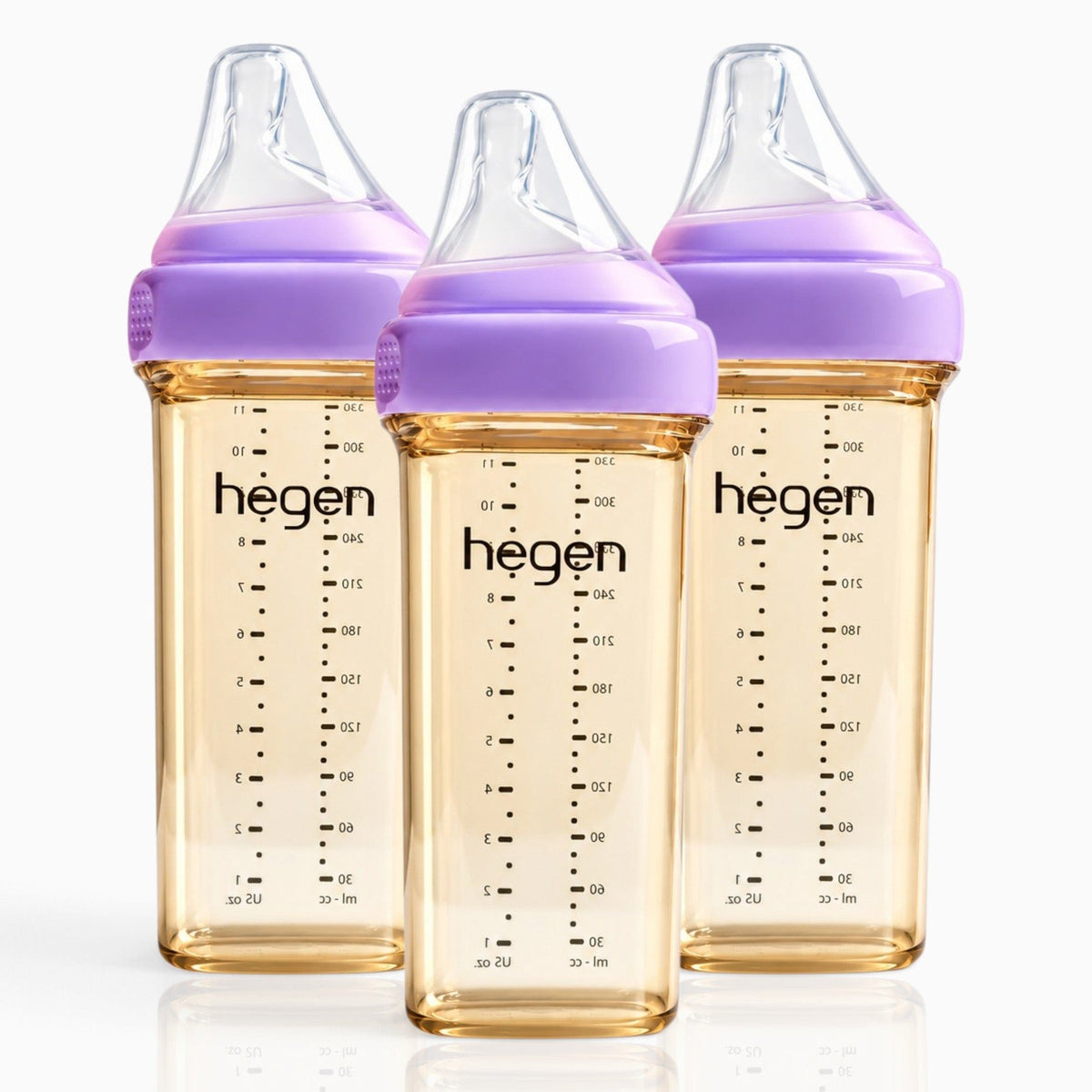 Hegen PPSU Anti-Colic Baby Bottle - 6 Months Plus - 330ml/11oz - Purple - 3-Pack
