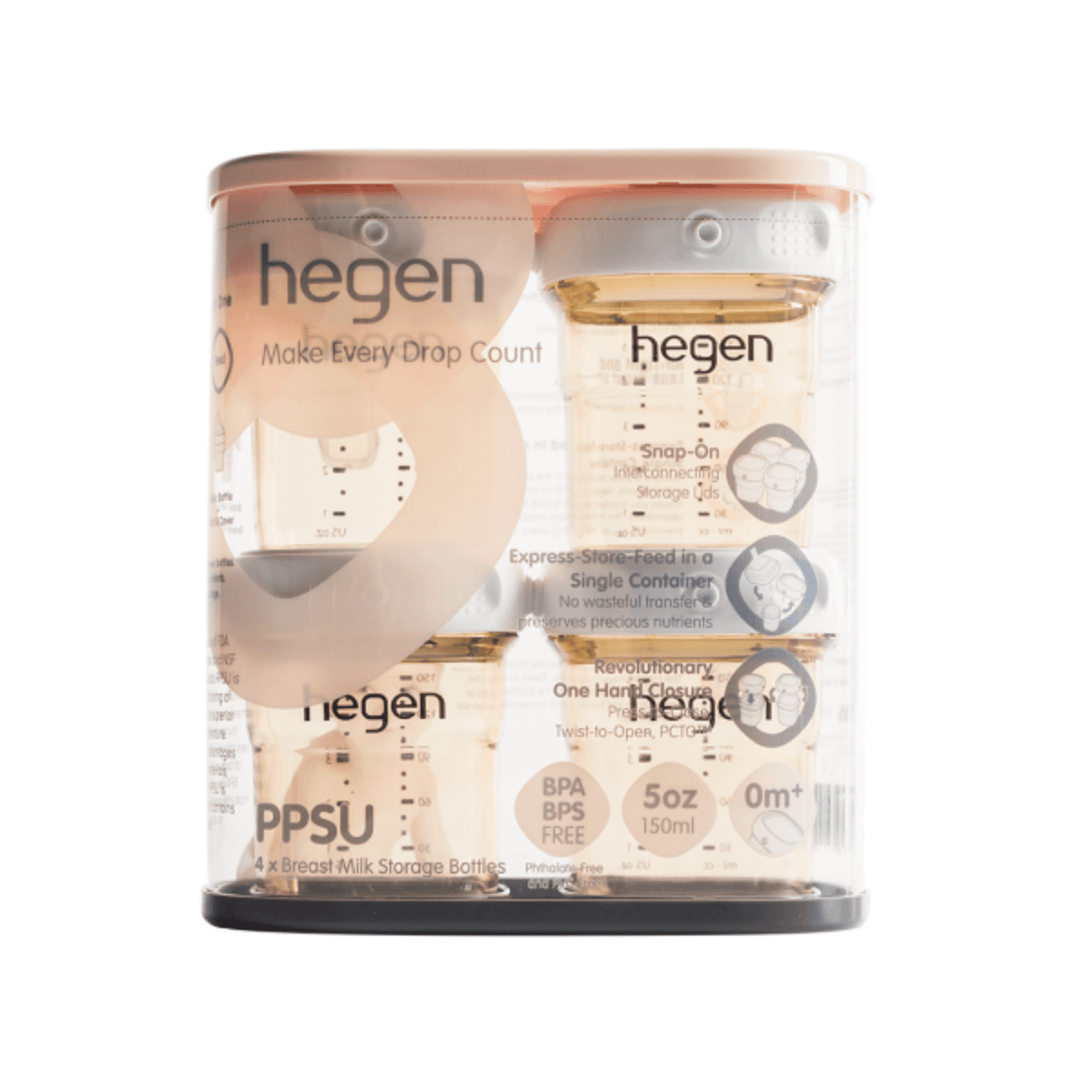 Hegen PPSU Breast Milk & Food Storage - 150ml/5oz - 4-Pack