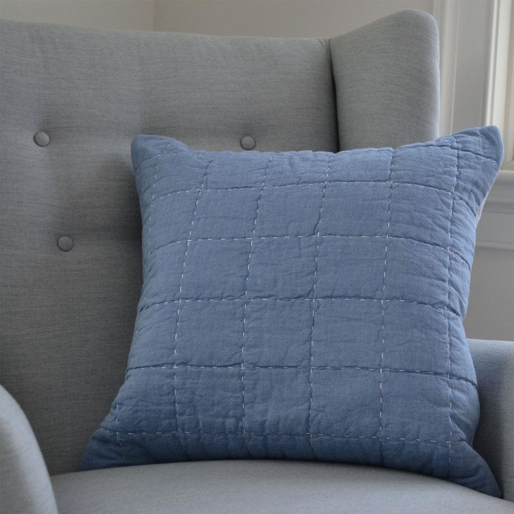 Hello Spud Decorative Pillow with Stuffer - Box Quilt Blue - HS-DPSF-000083