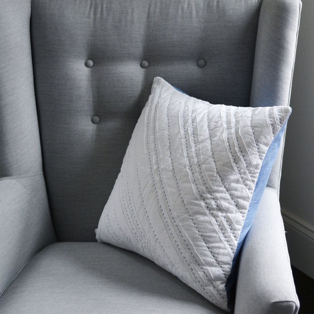 Hello Spud Decorative Pillow with Stuffer - Diagonal Pintuck Blue - HS-DPSF-000084