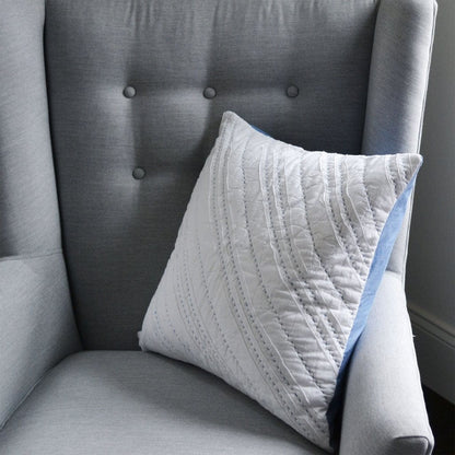 Hello Spud Decorative Pillow with Stuffer - Diagonal Pintuck Blue - HS-DPSF-000084
