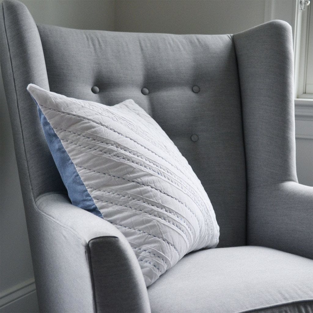 Hello Spud Decorative Pillow with Stuffer - Diagonal Pintuck Blue - HS-DPSF-000084