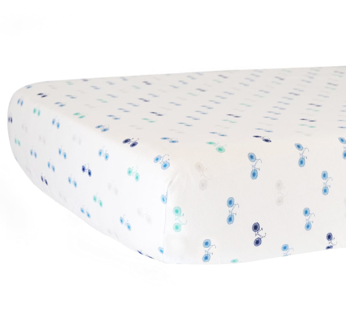 Hello Spud Organic Cotton Fitted Crib Sheet - Blue Bicycles - HS-FCST-000010