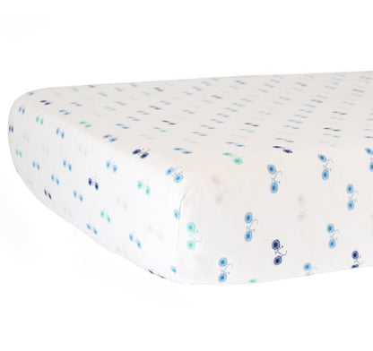 Hello Spud Organic Cotton Fitted Crib Sheet - Blue Bicycles - HS-FCST-000010