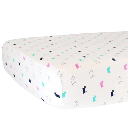 Hello Spud Organic Cotton Fitted Crib Sheet - Girl Scottie Dogs - HS-FCST-000015