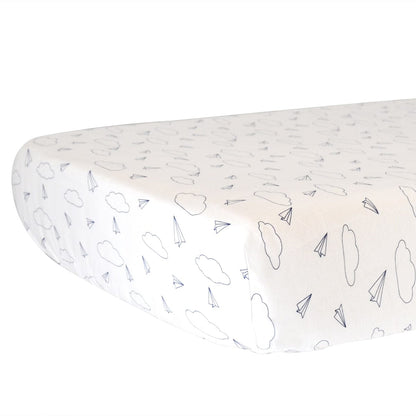 Hello Spud Organic Cotton Fitted Crib Sheet - Paper Airplanes - HS-FCST-000011