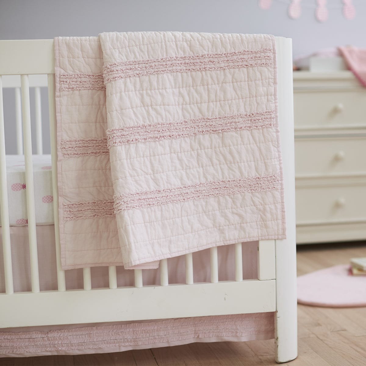 Hello Spud Organic Cotton Fitted Crib Sheet - Pink Pineapples - HS-FCST-000017