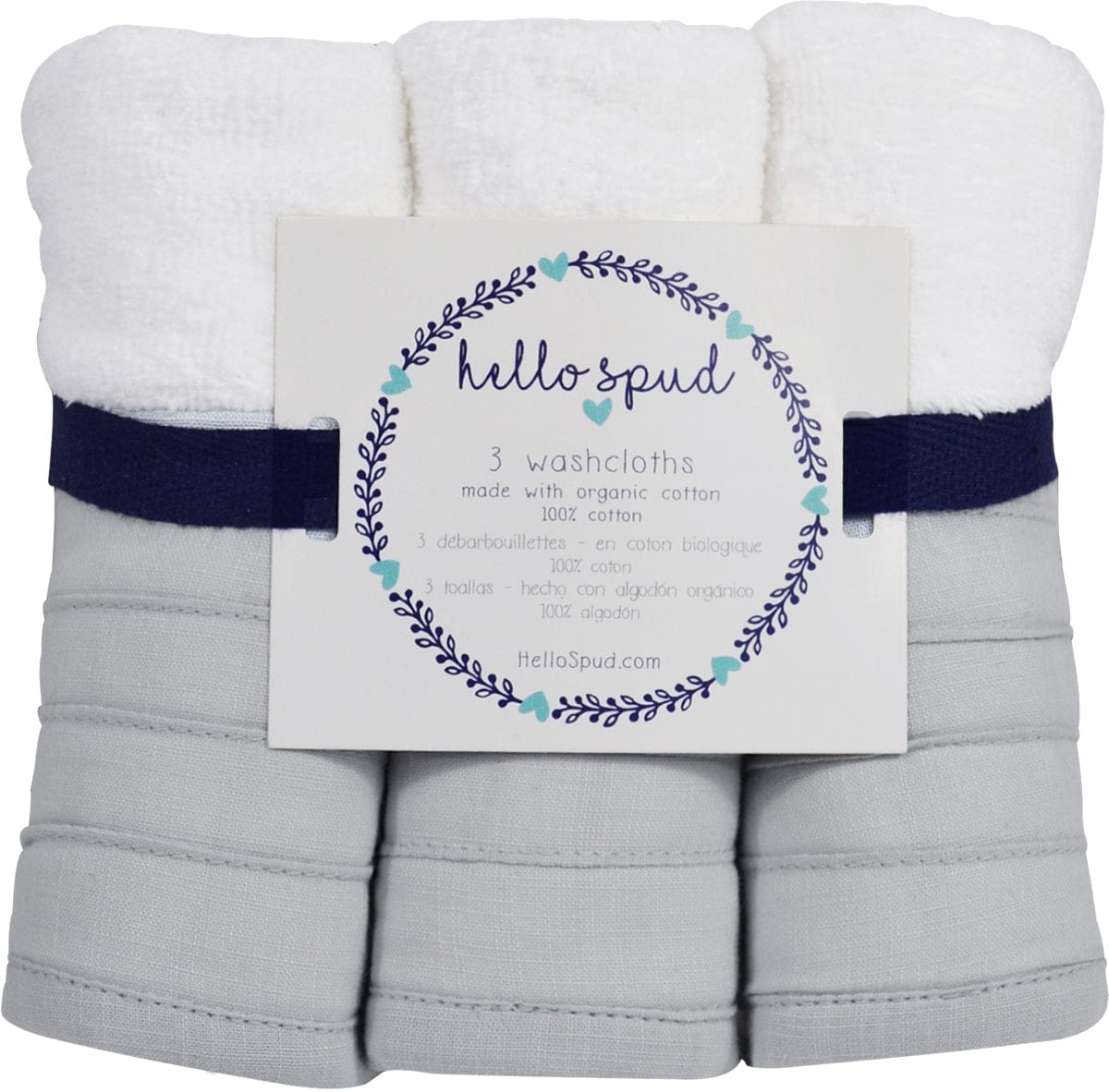 Hello Spud Organic Cotton Washcloth 3-Pack - Petite Ruffle Pink - HS-WSCL-000055