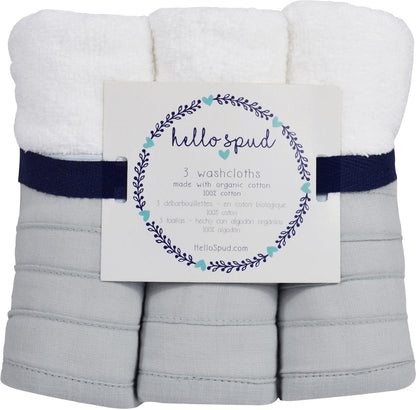 Hello Spud Organic Cotton Washcloth 3-Pack - Petite Ruffle Pink - HS-WSCL-000055