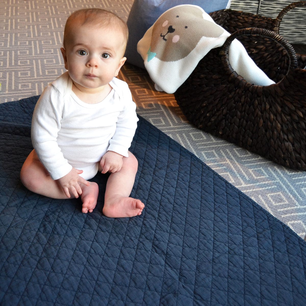 Hello Spud Quilt - Diamond Stonewash Navy Blue - HS-QULT-000035