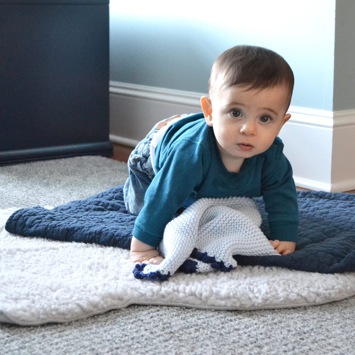 Hello Spud Quilt - Diamond Stonewash Navy Blue - HS-QULT-000035