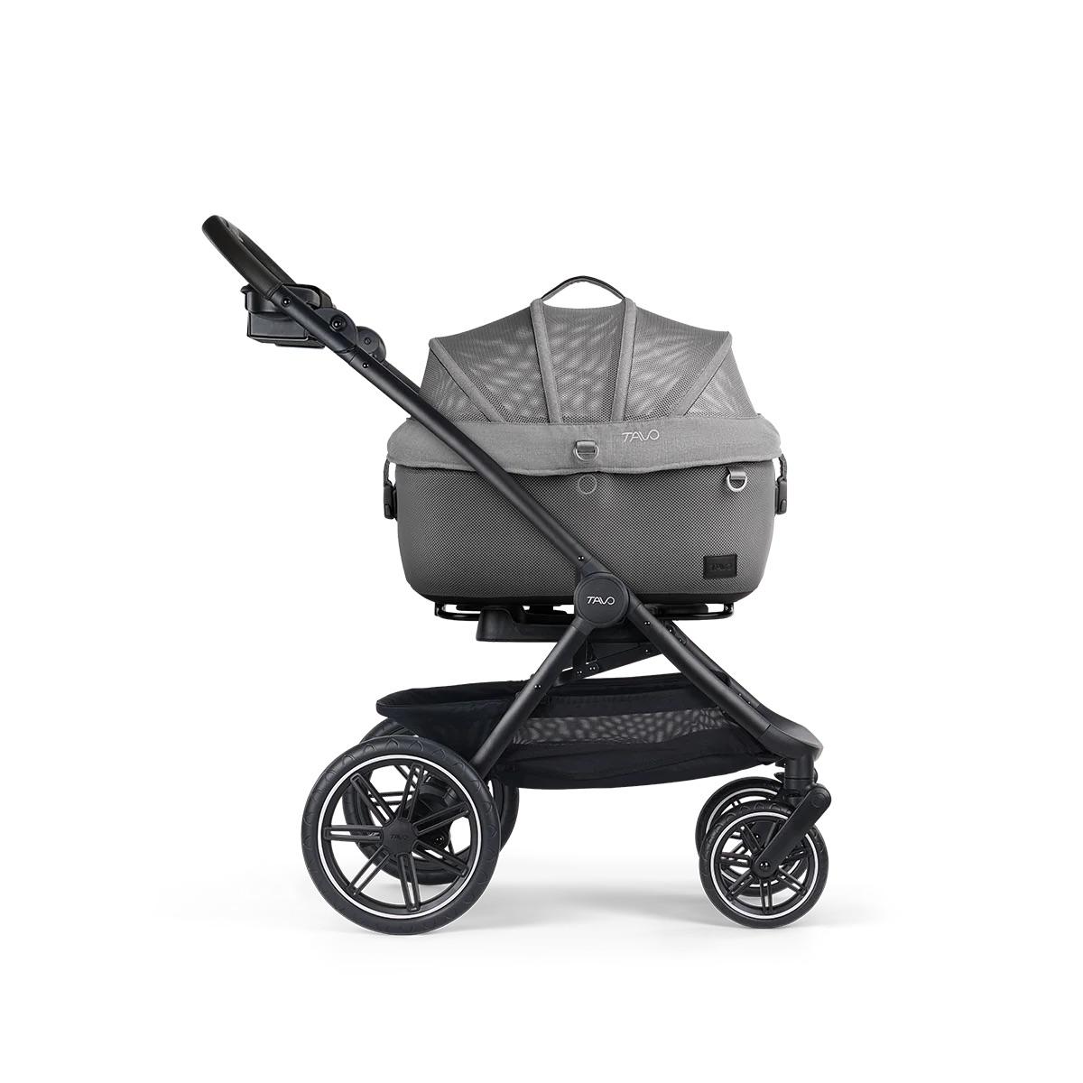 Tavo Pets Maeve 5X Pet Car Seat w/ Base + Roscoe Trek Travel System Bundle - Merle Aire