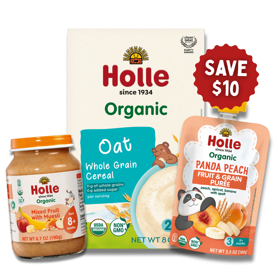 Fruit & Grain Variety Bundle: Panda Peach, Mixed Fruit w/ Muesli Jars, Oat Cereal - BUNDLE-PANDA-MFMJ-OAT