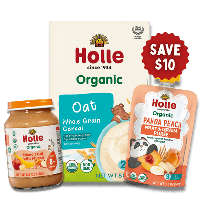 Fruit & Grain Variety Bundle: Panda Peach, Mixed Fruit w/ Muesli Jars, Oat Cereal - BUNDLE-PANDA-MFMJ-OAT