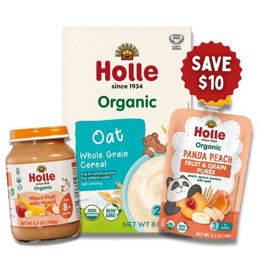 Fruit & Grain Variety Bundle: Panda Peach, Mixed Fruit w/ Muesli Jars, Oat Cereal - BUNDLE-PANDA-MFMJ-OAT