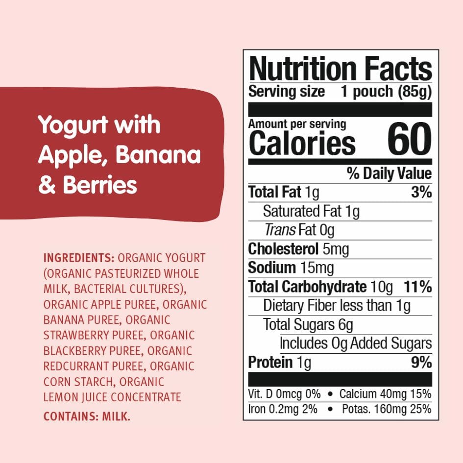 Organic Apple, Banana & Berries Yogurt Pouches - APPLEBAN-BERRIES-YOGURT