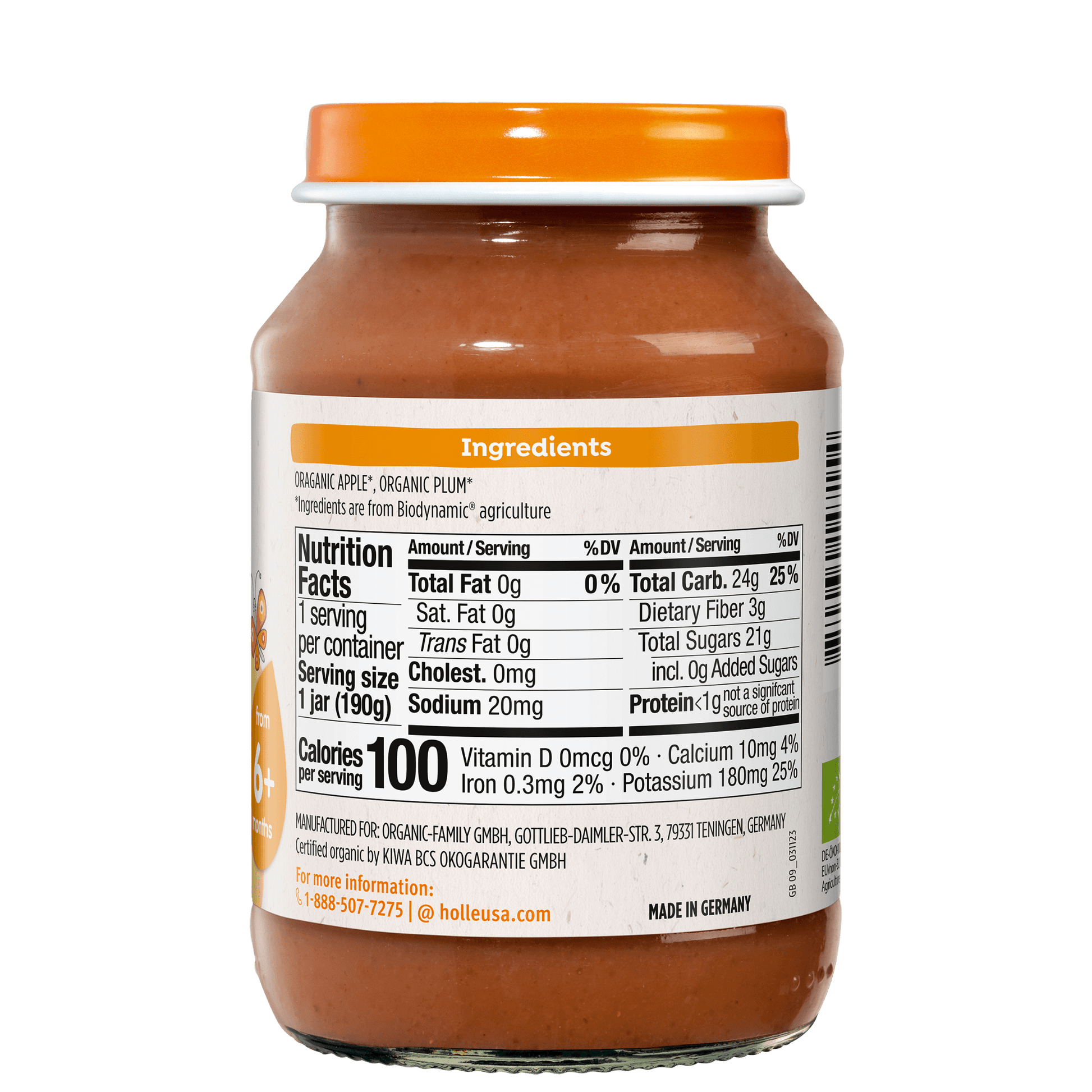 Holle Organic Baby Food Jar - Apple & Plum - 12 Jars - APPLE-PLUM-JAR-2PACK