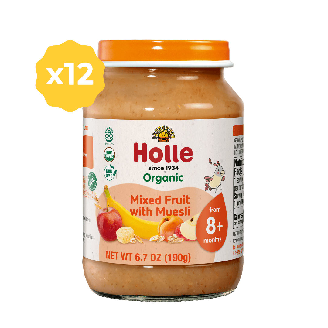 Holle Organic Baby Food Jar - Mixed Fruit with Muesli - 12 Jars - MIXEDFRUIT-MUESLI-JAR-2PACK