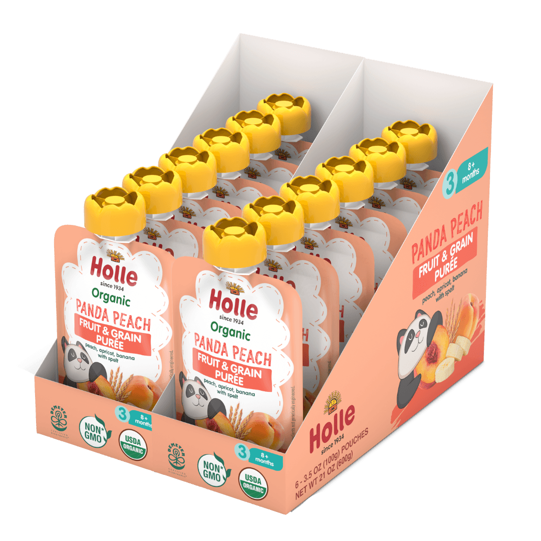 Organic Panda Peach Fruit & Grain Purée -