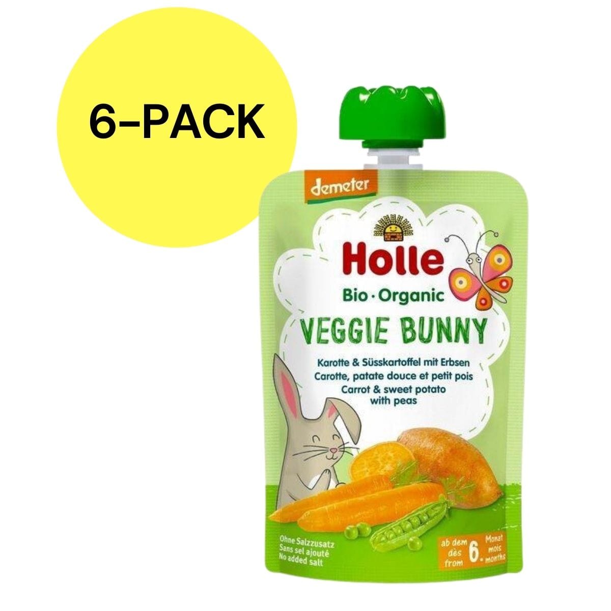 Holle Organic Pouches 6+ - Veggie Bunny Veggie Puree (6 Pack) - 4.26069E+12