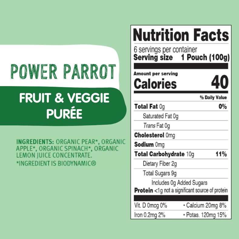 Organic Power Parrot Fruit & Veggie Purée -