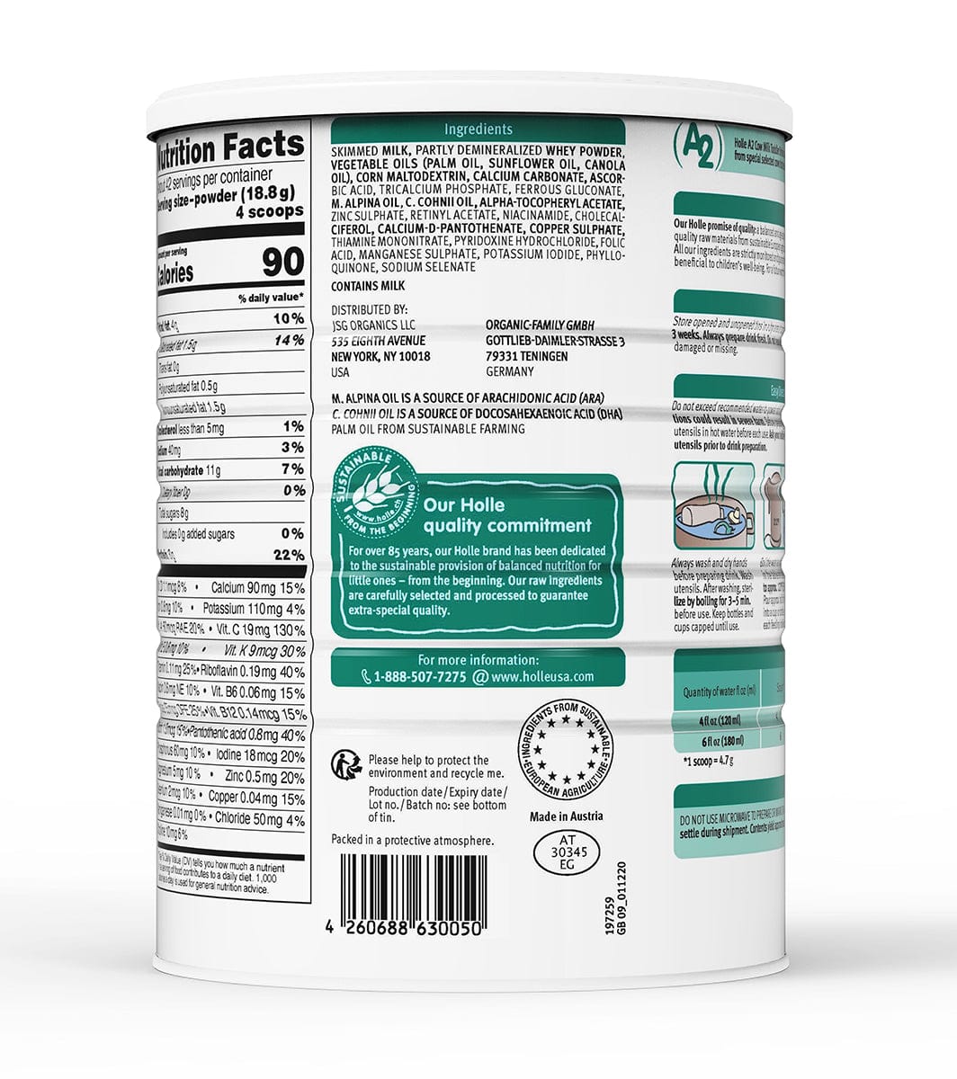 Holle Stage 3: A2 Cow Milk Toddler Drink - Non GMO (28.2oz each, 6 Pack) - 4260688630050-6