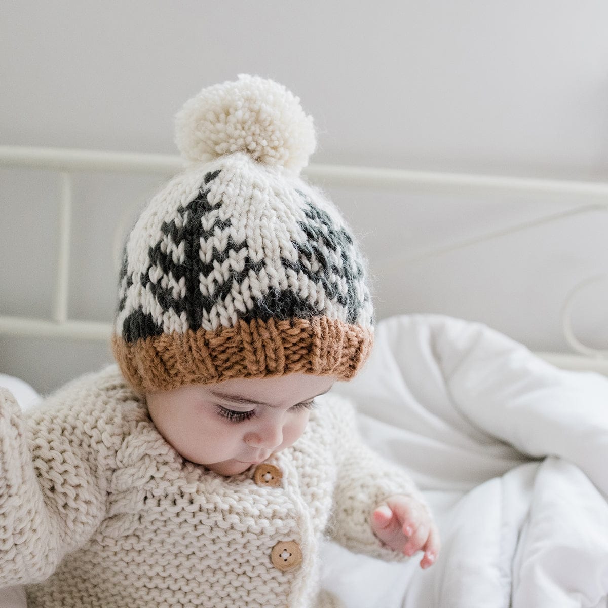 Huggalugs Forest Knit Beanie Hat - Natural, Large (2-6 years) - 1063L