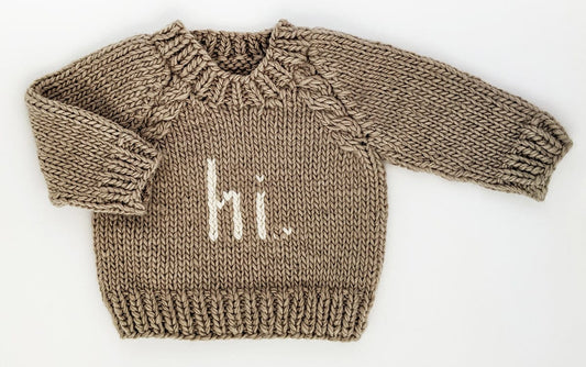 Huggalugs hi. Crew Neck Sweater - Pebble, 0-6 months - 1228-0-6