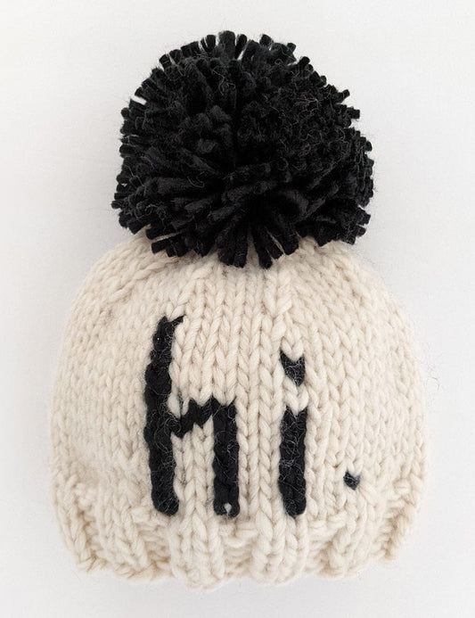 Huggalugs hi. Hand Knit Beanie Hat - Black, Medium (6-24 months) - 1130M