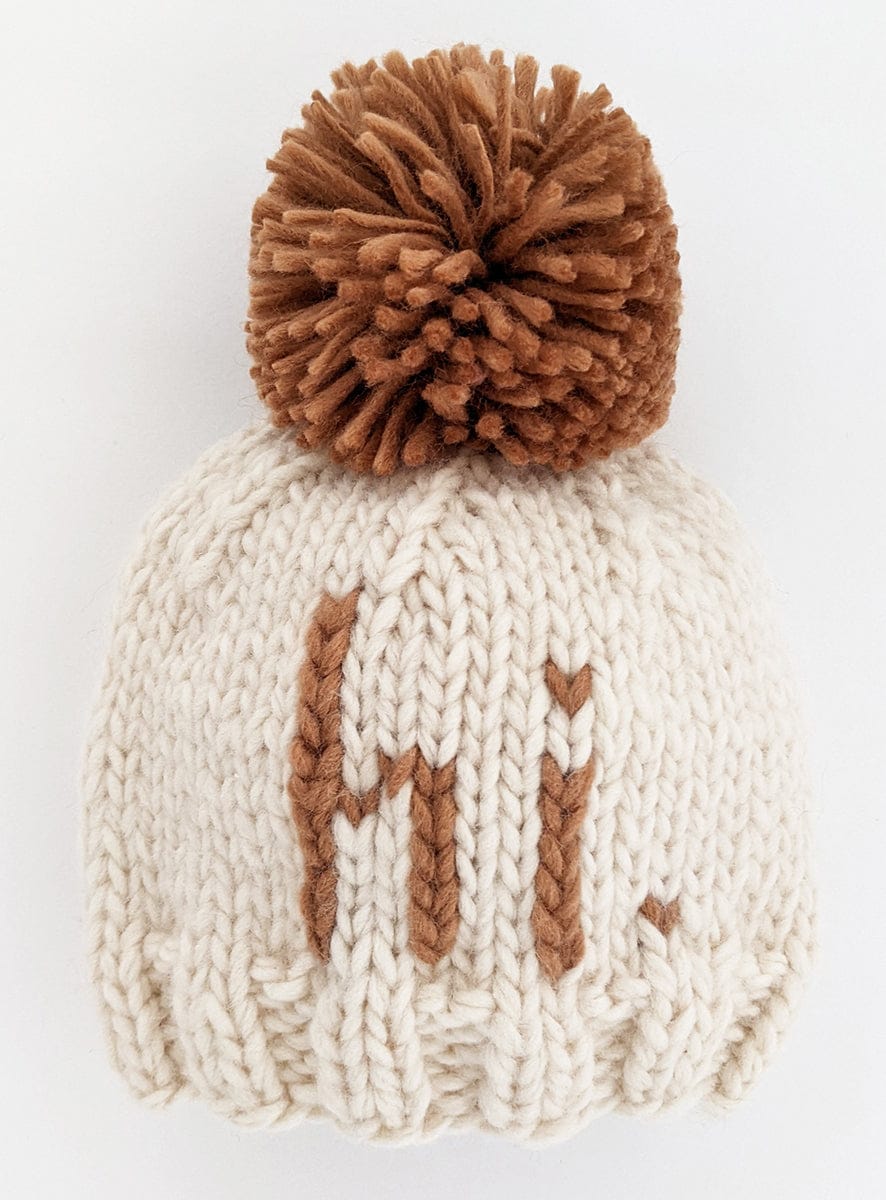 Huggalugs hi. Hand Knit Beanie Hat - Pecan, X-Small (Newborn) - 1128XS