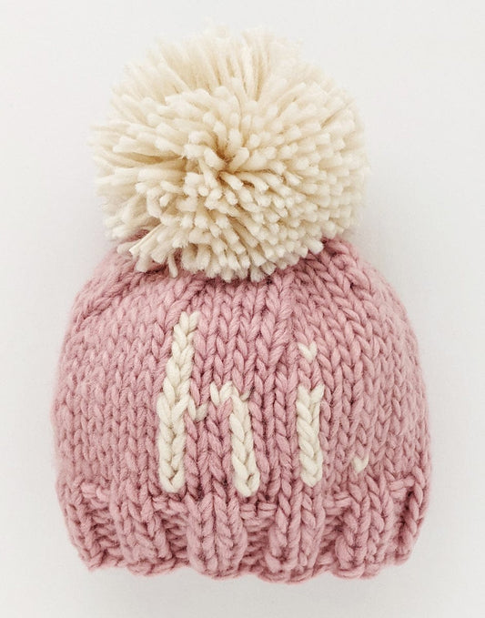 Huggalugs hi. Hand Knit Beanie Hat - Rosy, Medium (6-24 months) - 1121M