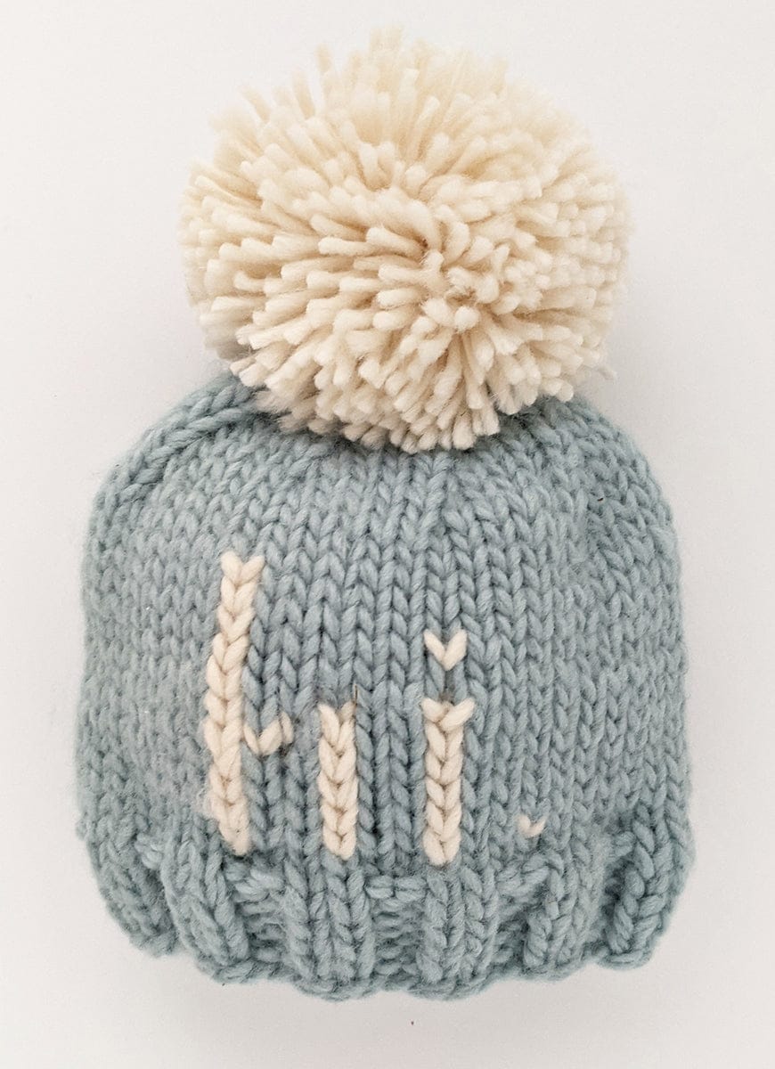 Huggalugs hi. Hand Knit Beanie Hat - Surf Blue, Small (0-6 months) - 1122S