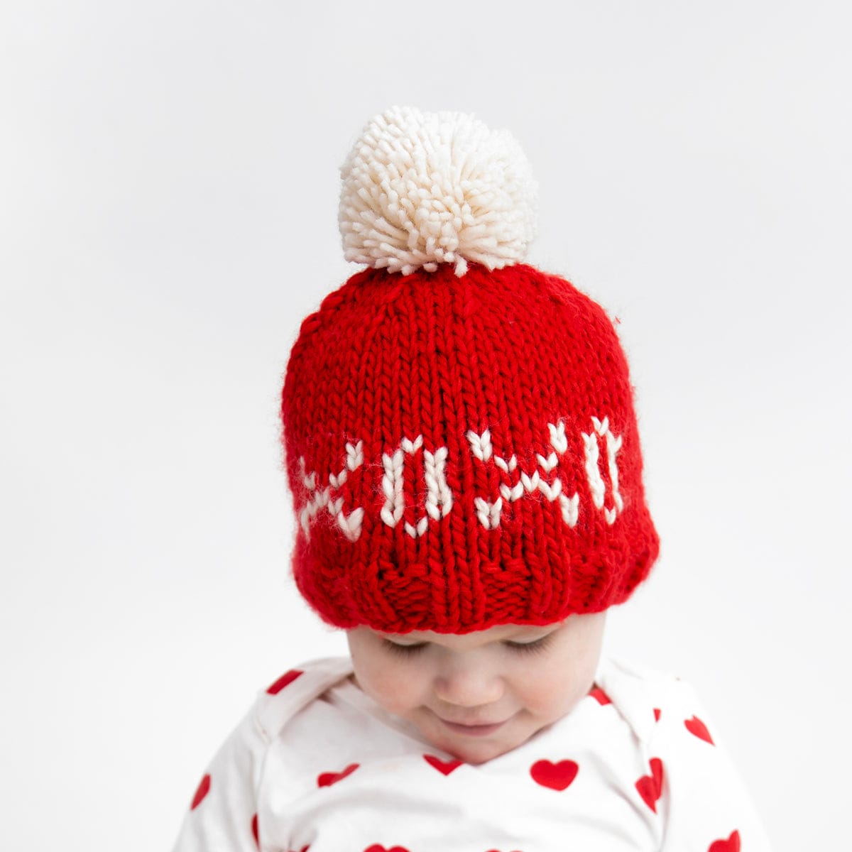 Huggalugs XOXO Valentine's Day Hand Knit Beanie Hat - Red, X-Small (Newborn) - 1172XS