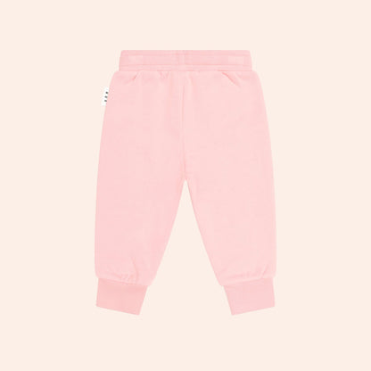 Huxbaby pink sweatpants with elastic waistband and cuffs