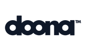The logo for the brand "doona" is displayed in dark blue lettering against a white background.