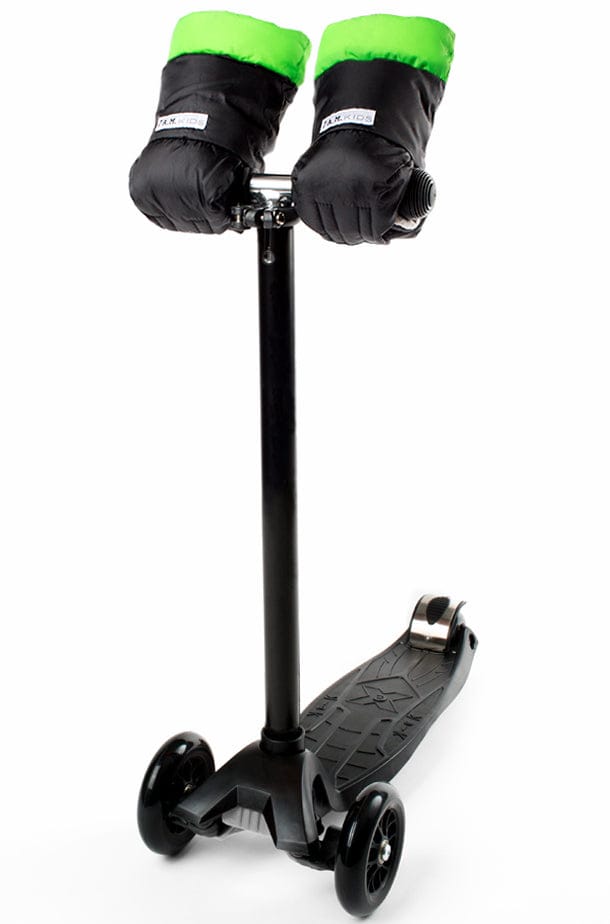 7 A.M. Enfant Kids Warmmuffs, Large - Black/Neon Green - HM212KL-BKNG