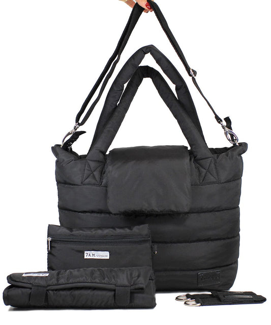7 A.M. Voyage Capri Diaper Tote - Black - VB016-BK