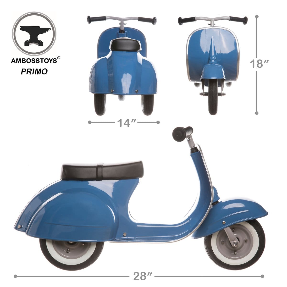 Ambosstoys PRIMO Ride On Kids Toy Classic - Blue - PR-CL-2020-BLUE