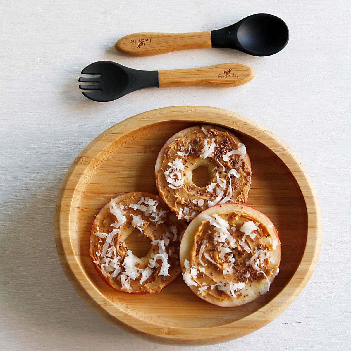 Avanchy Bamboo Suction Classic Plate + Spoon - Blue