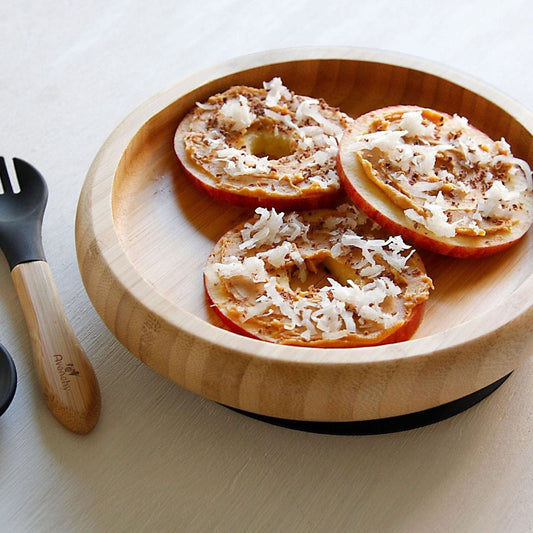 Avanchy Bamboo Suction Classic Plate + Spoon - Magenta - MCPL